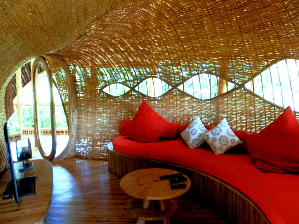 Inside Bamboo capsule lounge Green Village