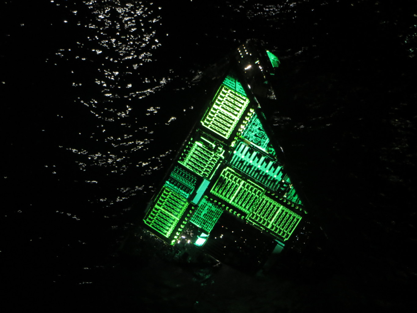 Circuit board pyramid in the water