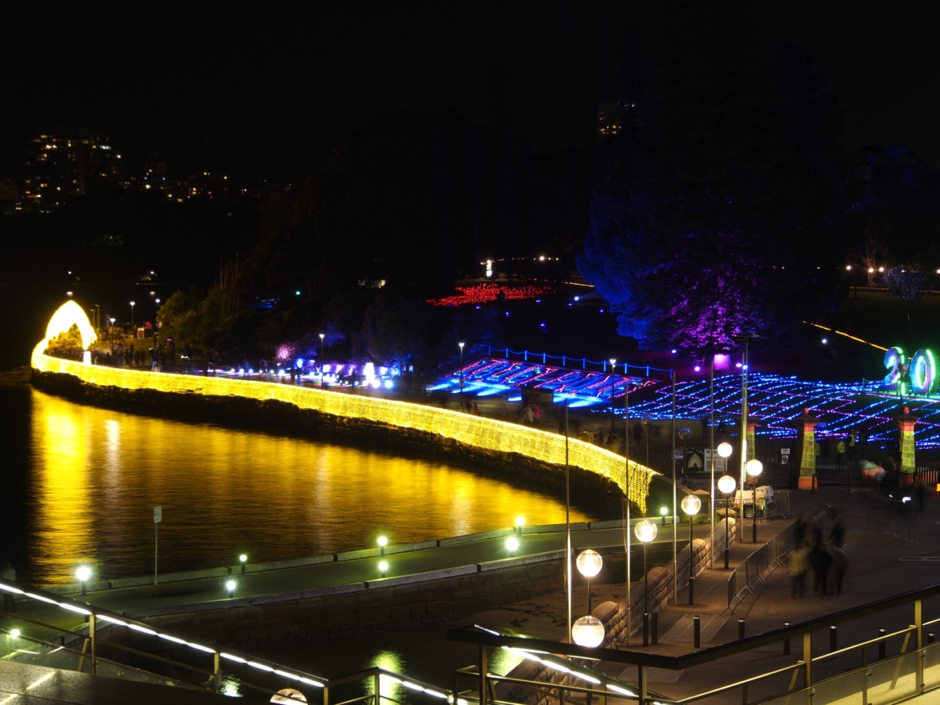 Botanical Gardens Wall lit up for Vivid