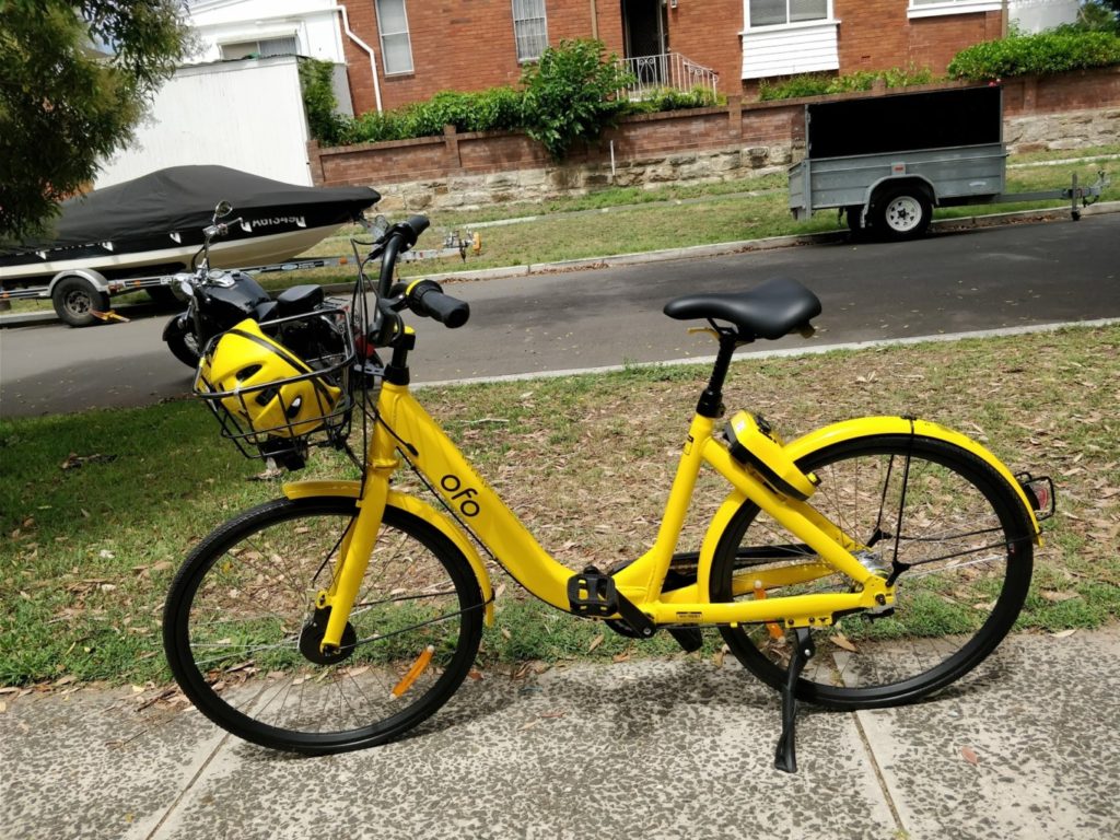 An Ofo bike on the streets of Bondi