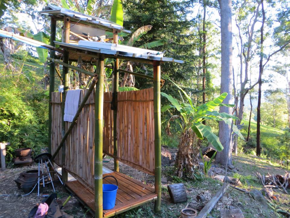 Bamboo solar shower