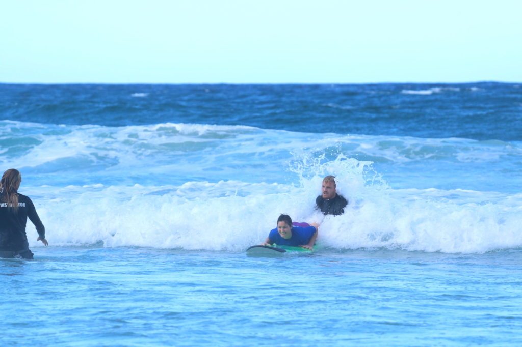Surfing lesson at Lennox Heads
